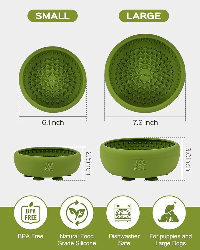 Dog Lick Bowl for Dogs, Lick Mat, Slow Feeder Lick Bowl with Strong Suction, BPA-Free Silicone, Freeze Licking Bowl for Anxiety Relief, Enrichment & Distraction, Dishwasher Safe (Green, L)