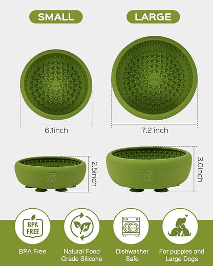 Dog Lick Bowl for Dogs, Lick Mat, Slow Feeder Lick Bowl with Strong Suction, BPA-Free Silicone, Freeze Licking Bowl for Anxiety Relief, Enrichment & Distraction, Dishwasher Safe (Green, L)