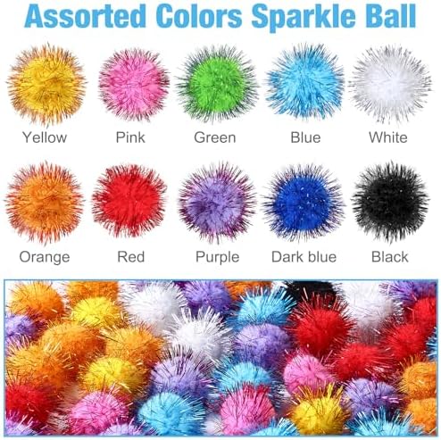 Poen 300 Pieces Cat Toy Pom Pom Balls for Cats, Tinsel - Image 3