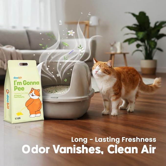 Cassava Litter, Spherical,Clumping Cat Litter, No Odor,Low Dust Cat Lotter,Natural Ingredient,Plant-Base,Loved by Cats,Safe, Gatos,Mixable with Clay or Various Cat Litter (5.7lb x 2pack)
