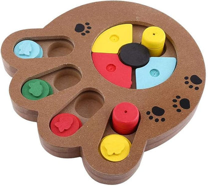 Dog Puzzle Toy, Wooden Dog Food Treat Toys Dog Puzzle Feeder Interactive Dog Training Toys for Dog Iq Training Slow Feeding and Mentally Stimulating(Paw Print Type)