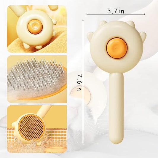 Magic Pet Comb, 2023 New Pet Hair Cleaner Brush, Cat Grooming Brush Long or Short Hair Cats Dogs Pet Massage Brushes, Self Cleaning Slicker Comb for Kitten Removes Tangles Loose Fur (2Pcs#E)