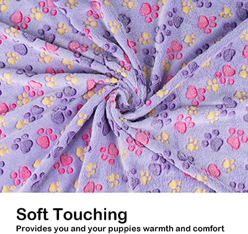 Dono 1 Pack 3 Dog Blankets for Small Dogs, Soft Fluffy Paw Print Pattern Fleece Pet Blanket Warm Sleep Mat, Puppy Kitten Blanket Doggy Mat for Dog Cat Kitten Doggy - Image 5