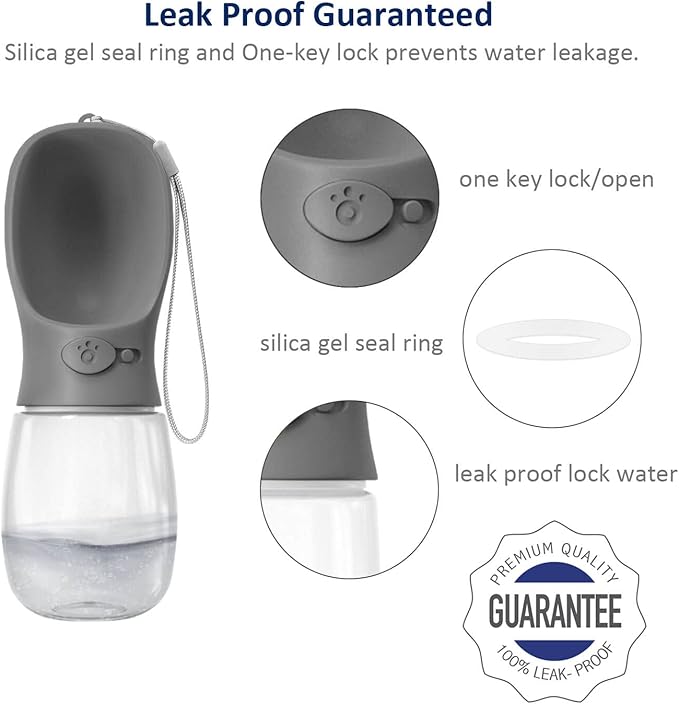 WePet Portable Dog Water Bottle with Food Container, 12 OZ + 6 OZ, Leak Proof Puppy Water Dispenser with Drinking Feeder for Pets Outdoor Walking, Hiking, Travel, Food Grade Plastic