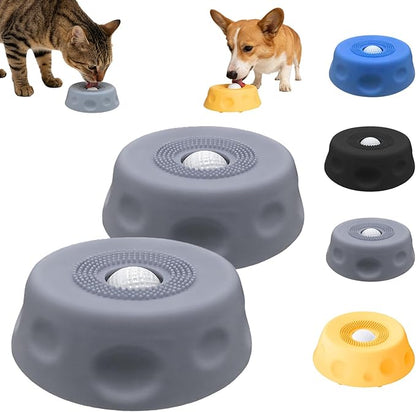 Dog Lick Bowl with Ball,Lick Ball Bowl for Dogs,Dog Licking Bowl with Rolling Ball,Slow Feeder Ball Bowl to Slow Pet Eating,Rolling Ball Dog Bowl Give Pet More Time to Enjoy Eating. (Gray-2pcs)