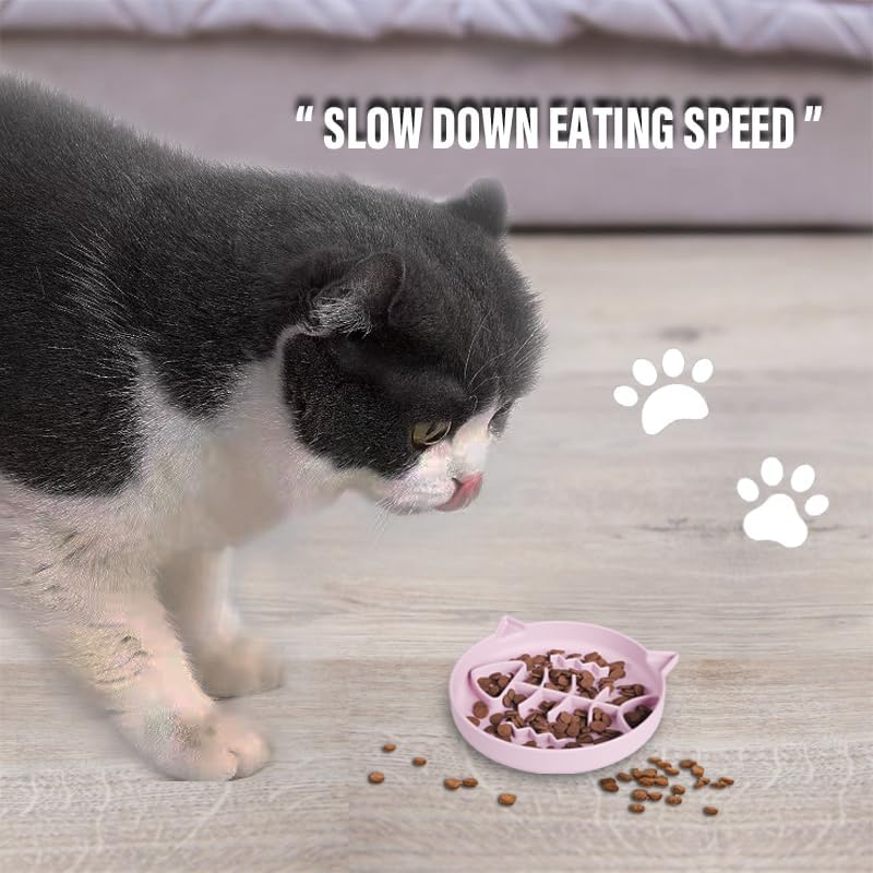 Silicone Cat Slow Feeder,Slow Feeder Cat Bowl Wet Food with Suction Cups，Puzzle Feeder Cat,Cat Interactive Toys,Effectively Reduce Overeating in Kitty (Pink, 1 Cup) - Image 6