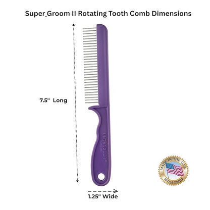 Super-Groom Combs with Smooth Rotating Teeth for Painless Mat Removal (Royal Purple, 30 Fine-Spaced teeth)