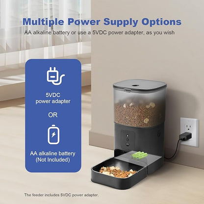 ANDOLL HOME 2.4G Automatic Cat Feeder, 4L WiFi Food Dispenser with 10s Voice Recorder, Pet Feeder up to 10 Meals per Day, Timed Cat Feeder with Dry Food Sealed Ring