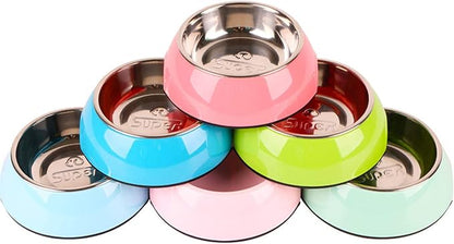 Pet Bowls Stainless Steel Dog Cat Pet Bowl Universal Pet Water and Food Bowls 4 Sizes and 5 Colors Available (S, Black)