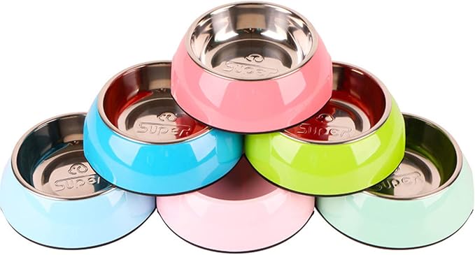 Pet Bowls Stainless Steel Dog Cat Pet Bowl Universal Pet Water and Food Bowls 4 Sizes and 5 Colors Available (M, Black)