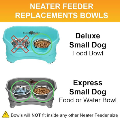 Neater Pet Brands 1.5 Cup (12 oz.) Stainless Steel Dog Bowls, 1 Single Neater Feeder Replacement Bowl (Cat/Small Models), Dog Food Bowl or Water Bowls, Dishwasher Safe Metal Dish for Cats & Small Dogs