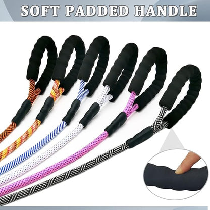 MayPaw Heavy Duty Rope Dog Leash, 3/4/5/6/7/8/10/12/15/20FT Nylon Pet Leash, Soft Padded Handle Thick Lead Leashes for Large Medium Dogs (Black, 1/2" * 12')