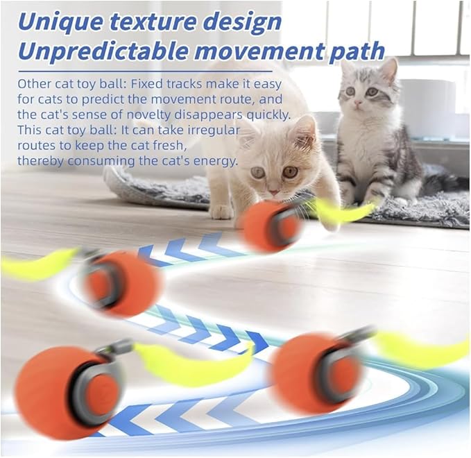 2 Packs Speediest Tail 2.0 Cat Toy,Interactive CatToy,CatToys for Indoor Cats,Chewie Viral Cat Ball,Adjustable Sports Rolling Toy,Electric Rolling Ball Christmas Birthday Gift for Pets