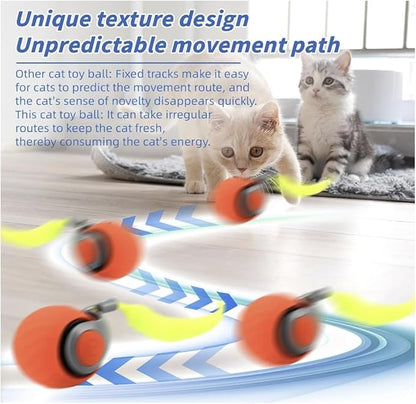 2 Packs Speediest Tail 2.0 Cat Toy,Interactive CatToy,CatToys for Indoor Cats,Chewie Viral Cat Ball,Adjustable Sports Rolling Toy,Electric Rolling Ball Christmas Birthday Gift for Pets