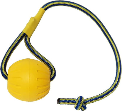 2 Pack Ball with Rope Dog Toy,Fling Dura Foam Toy,Dog Water Float Ball Rraining Boall on Rope (2 Pieces 7cm/2.8")