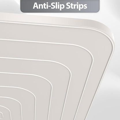 Silicone Dog Food Mat, Waterproof Anti-Slip Pet Feeding Mat with Warped Resistant Raised Edge,Spill-Proof Lip Floor Protection,Dishwasher-Safe Pet Placemat for Dogs & Cats(L 24" x 16" Beige Gray)
