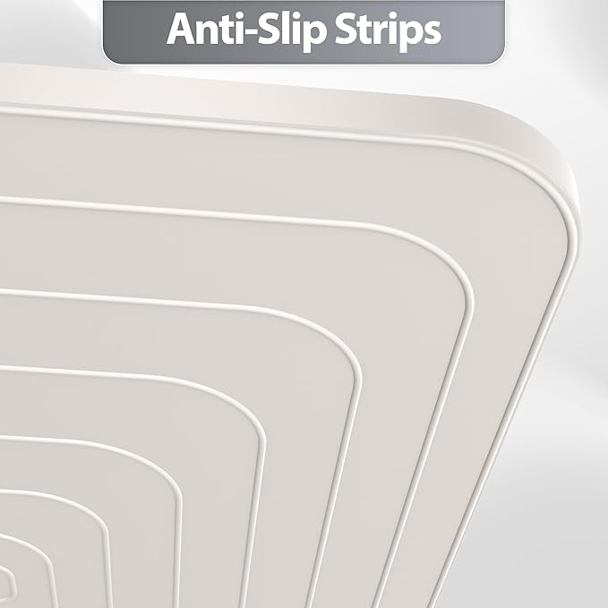 Silicone Dog Food Mat, Waterproof Anti-Slip Pet Feeding Mat with Warped Resistant Raised Edge,Spill-Proof Lip Floor Protection,Dishwasher-Safe Pet Placemat for Dogs & Cats(M 20" x 14" Beige Gray)