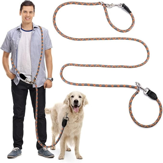 Pawstrip Hands-Free Dog Leash - Multifunctional Reflective Waist and Crossbody Training Leash for Walking and Running - Adjustable Nylon Double Leashes for Small, Medium, Large Dogs