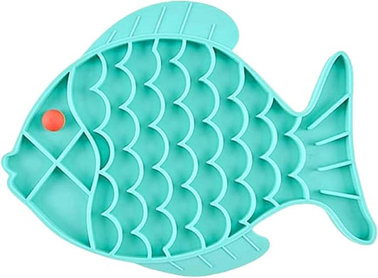 1Pack Slow Feeder Cat Bowls – Fish-Shaped Silicone Puzzle Feeders for Healthy Eating, Boredom & Anxiety Relief, Lick Treat Mat for Cats & Dogs (Blue)