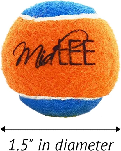 Midlee Squeaky Mini Tennis Ball for Dogs 1.5"- Pack of 12 (Orange/Blue)