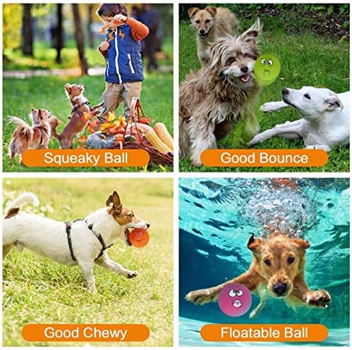 N-S Dog Toy,Squeaky Dog Toys Chewing Durable Teething Latex Rubber Soft Interactive Fetch Play Dog Balls with Funny Face for Puppy Small Medium Pet Dog (5PCS), 2.16x2.16x1.18 Inch