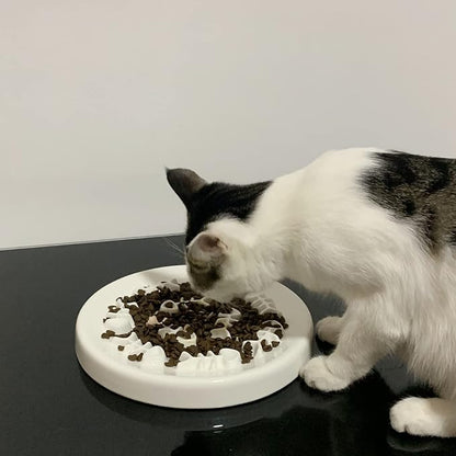 Lorde Slow Feeder Cat Bowls, Ceramic Fun Slow Feed Interactive Bloat Stop Puzzle Cat Bowl Healthy Eating Diet Pet Dog Slow Feeding Bowls… (Fish Bone)