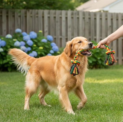 Heavy Duty Dog Rope Toys for Large/Medium Aggressive Chewers, 27.5 Inch Tough Cotton Tug Toy, 1.4 lbs Indestructible Double Knot Rope for Teeth Cleaning – Stronger for Golden Retriever