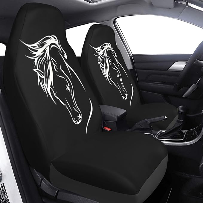 Foruidea Horse Head Car Seat Covers Universal 2 Pcs Auto Front Seat Cover Fit Most Cars,SUV,Sedan,Trucks