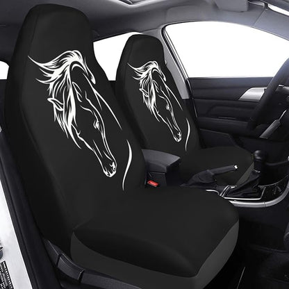 Foruidea Horse Head Car Seat Covers Universal 2 Pcs Auto Front Seat Cover Fit Most Cars,SUV,Sedan,Trucks
