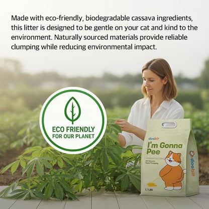 Cassava Litter, Spherical,Clumping Cat Litter, No Odor,Low Dust Cat Lotter,Natural Ingredient,Plant-Base,Loved by Cats,Safe, Gatos,Mixable with Clay or Various Cat Litter (5.7lb x 2pack)