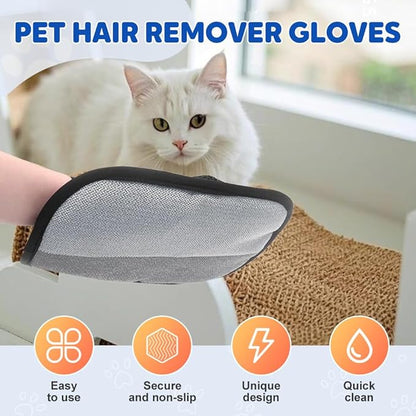 2PCS Pet Hair Removal Glove for Cats Dogs,2025 Electrostatic Pet Hair Remover Grooming Removal Gloves for Pets Hair,Hair Remover Gloves for Couch Clothes Carpet Bed Furniture Pet Grooming (2 Pack)