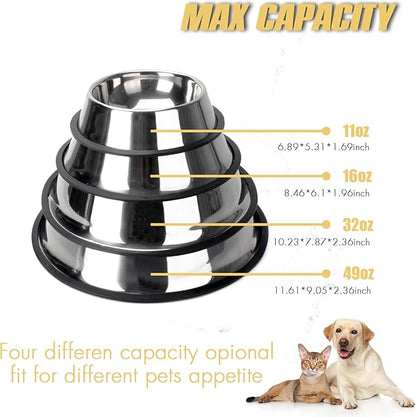NAJOR Stainless Steel Dog Bowls,4Cup / 32oz Large Dog Food Bowls,Anti-Skid Pet Feeder Bowl and Water Bowl,Perfect Choise for for Dogs and Cats and More,Set of 2