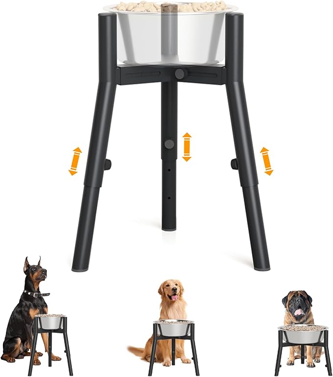 SHAINFUN Raised Dog Bowl Stand for Medium & Large & Extra Large Dogs, Adjustable Wide 7-10.7" Heights 9.8-13.4" (Bowl Not Included)