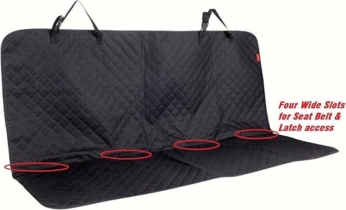 Kaiphy Waterproof Dog Car Seat Cover for Back Seat, Non-Slip & Universal Fit for SUV, Car, Truck with 4 Safety Belt Openings for Secure Travel