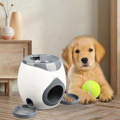 Automatic Dog Ball Launcher Dog Tennis Food Reward Machine Interactive Dogs Ball Thrower Slow Feeder for Small and Medium Dogs (Dark Grey)
