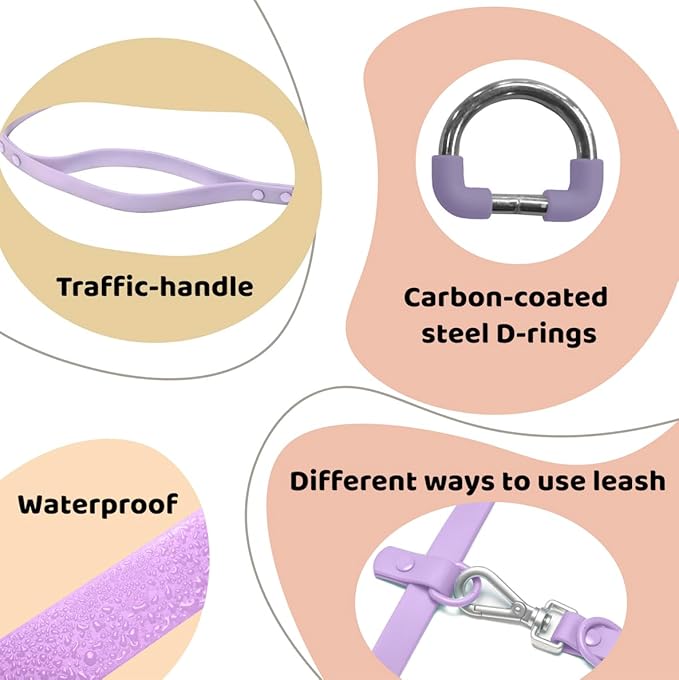 Heavy Duty Hands Free Dog Leash for Medium to Large Dogs for Comfortable Running, Jogging Walking | Dual D-Rings | Soft Padded Traffic Handle | Both Ends 360 Rotating Carabiners (Leash Length 7.7 ft)