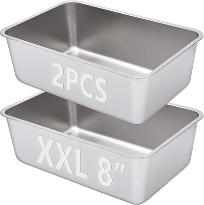 2 Pack Stainless Steel Litter Box-XXL Metal Litter Box for Big Cats 8IN Deep, Cat LitterBox-Pet Toilet Easy to Clean,High Sided Cat Litters Boxes Adult Cats,Non Stick, No Smell