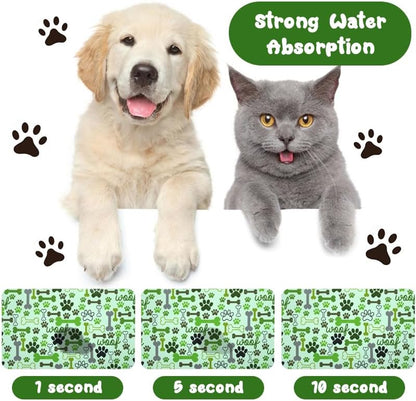 Dog Food Mats for Floors Waterproof, Pet Water Bowl Mats Pet Feeding Absorbent Placemats Green 17 * 30 inch - Image 5