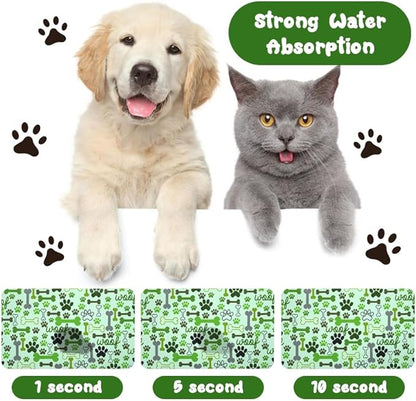 Dog Food Mats for Floors Waterproof, Pet Water Bowl Mats Pet Feeding Absorbent Placemats Green 17 * 30 inch