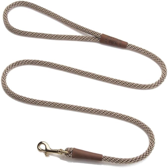 Mendota Pet Snap Leash - British-Style Braided Dog Lead, Made in The USA - Tan, 3/8 in x 6 ft - for Small/Medium Breeds