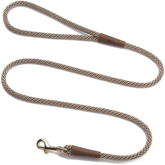 Mendota Pet Snap Leash - British-Style Braided Dog Lead, Made in The USA - Tan, 3/8 in x 6 ft - for Small/Medium Breeds