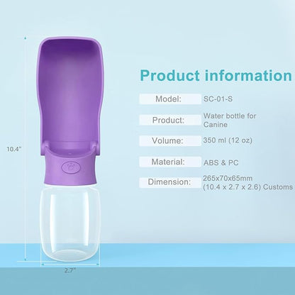 Portable Dog Small Animals Water Bottle for Walking 19 OZ or 12 OZ Pet Water Bottles for Puppy Medium Large Dogs Little Animals Water Dispenser Dog Small Animals Water Bowl