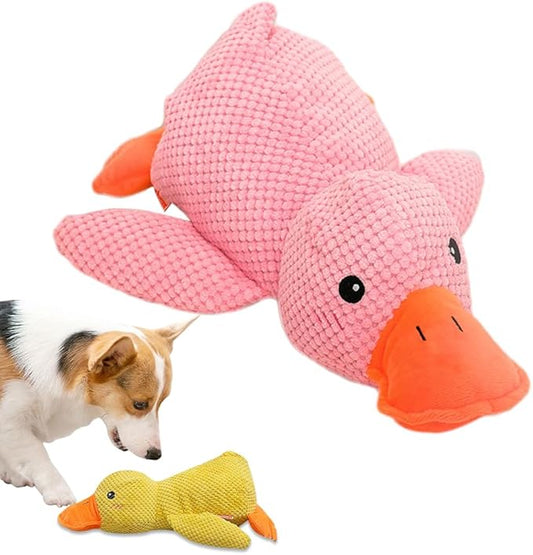 2024 New Quack-Quack Duck Dog Toy, Durable The Mellow Dog Calming Duck Dog Toy, Yellow Stuffed Dog Cat Pet Squeak Chew Toys for Dogs Indoor Puppy (C)
