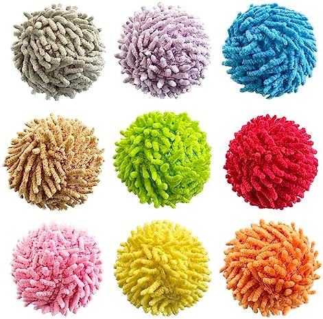 9Pcs Fuzzy Cat Ball Toys - Safe Pom Pom Balls for Indoor Cats, Kitten Chasing Toys with Bell (Multicolor) by YUBONUS