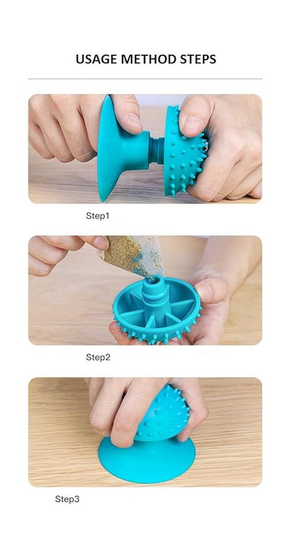 Cat Grooming Supplies for Indoor Pets - Furminator for Cats with Suction Cup - Cat Face Scratcher with Holes for Catnip - Thermoplastic Rubber Corner Brush for Cats Kittens Hamsters (Without Catnip)