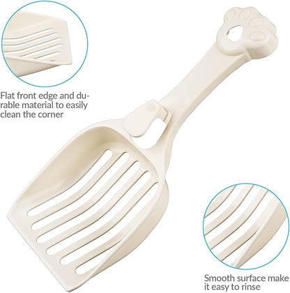 Depets Cat Litter Scoop, Litter Scoop with Wide Slats, Kitty Litter Scooper for Pine Pellets, Durable Plastic Litter Sifter Scoop - Designed for Easy Sifting, Milky White