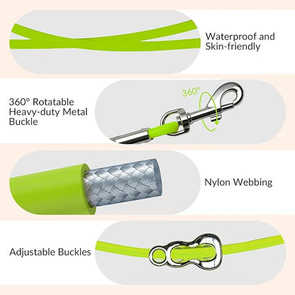 8.2ft Hands Free Dog Leash,Versatile Waist & Crossbody Lead for Medium Dogs,Waterproof & Adjustable for Running Jogging Walking, 360° Swivel Metal Buckle (Green)
