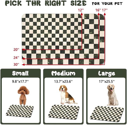 Dog Food Mats for Floors Waterproof, Pet Water Bowl Mats Pet Feeding Absorbent Placemats Plaid 17 * 30 inch