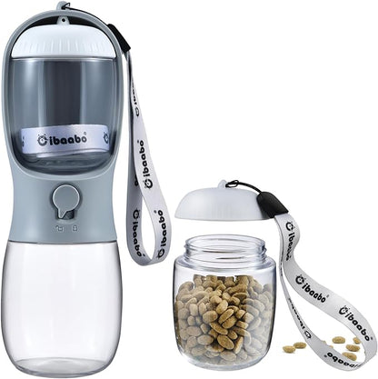 Cibaabo Dog Water Bottle with Food Container, Travel Puppy Water Bowl, Portable Pet Dispenser, Dog Stuff Accessories Items, Puppy Essentials Necessities for Yorkie Chihuahua Cat Walking and Hiking