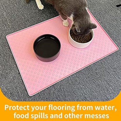 Ptlom Pet Placemat for Dog and Cat, Mat for Prevent Food and Water Overflow, Suitable for Small, Medium and Big Pet,24.5" 16.5", Pink - Image 5